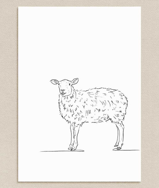 Happy Sheep Sketch Art Print - Artsy Bath