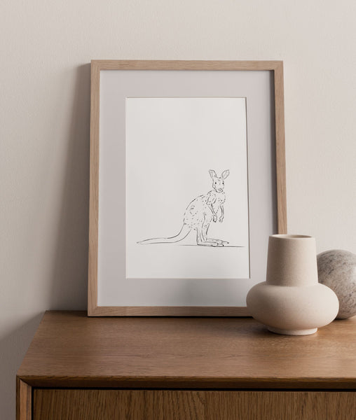 Kangaroo Sketch Art Print - Artsy Bath