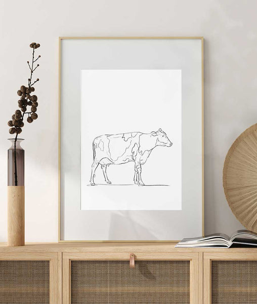 Cow Sketch Art Print - Artsy Bath