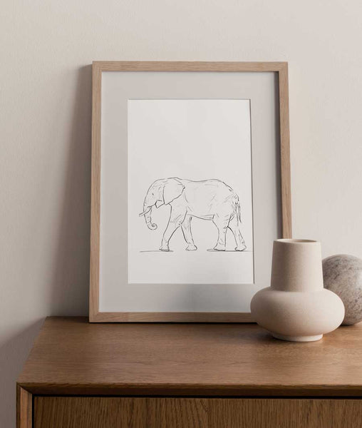 Elephant Sketch Art Print - Artsy Bath