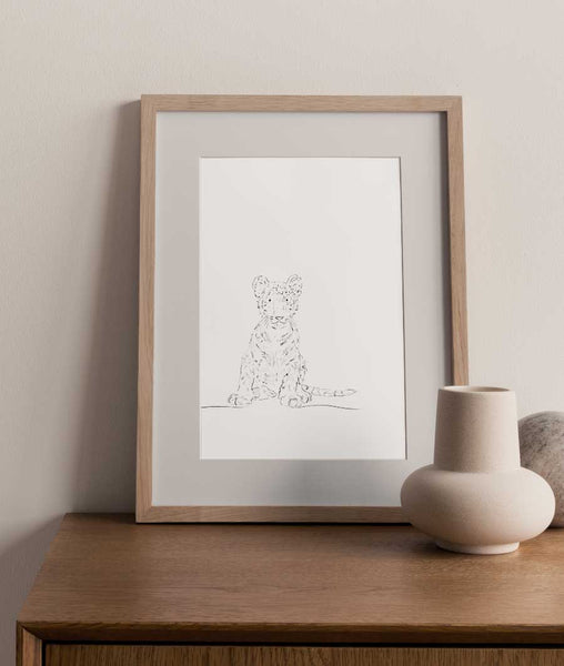 Tiger Cub Sketch Art Print - Artsy Bath