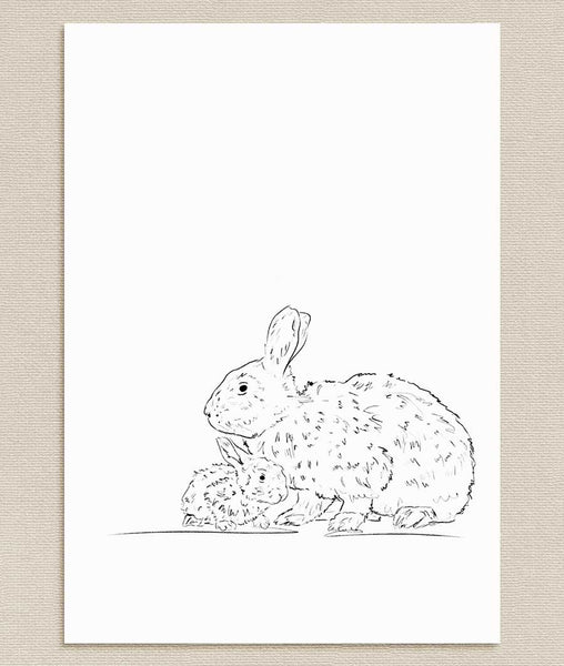 Mother Rabbit Sketch Art Print - Artsy Bath