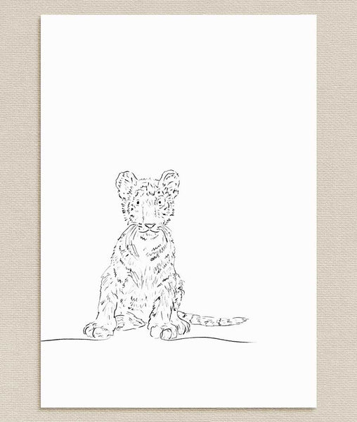 Tiger Cub Sketch Art Print - Artsy Bath