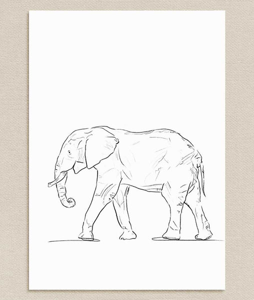 Elephant Sketch Art Print - Artsy Bath