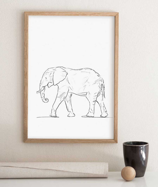 Elephant Sketch Art Print - Artsy Bath