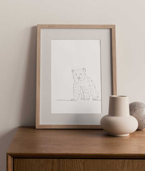 Polar Bear Cub Sketch Art Print - Artsy Bath