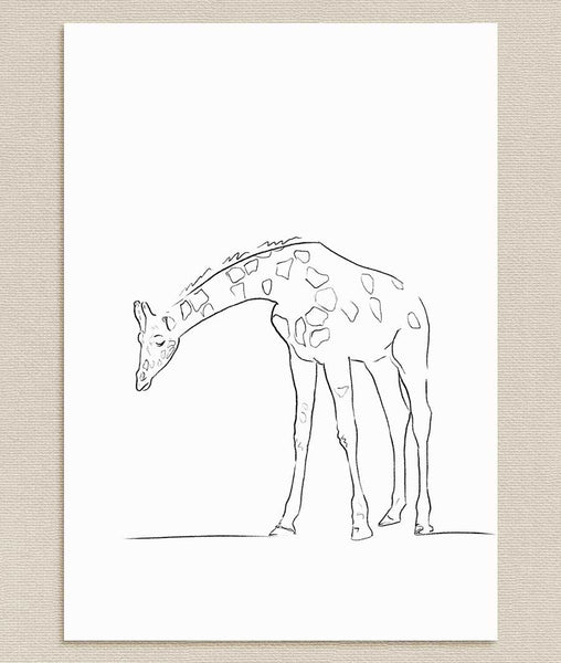 Giraffe Sketch Art Print - Artsy Bath