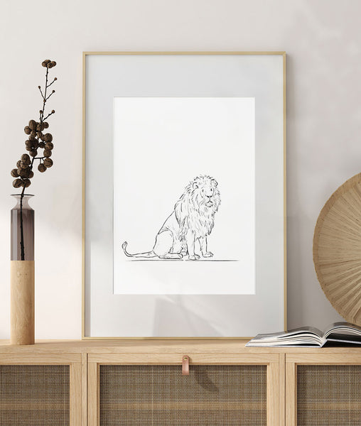 Lion Sketch Art Print - Artsy Bath