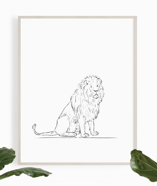 Lion Sketch Art Print - Artsy Bath