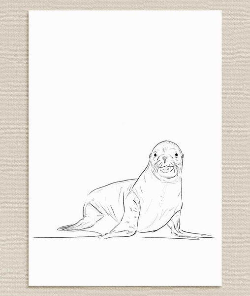 Seal Sketch Art Print - Artsy Bath