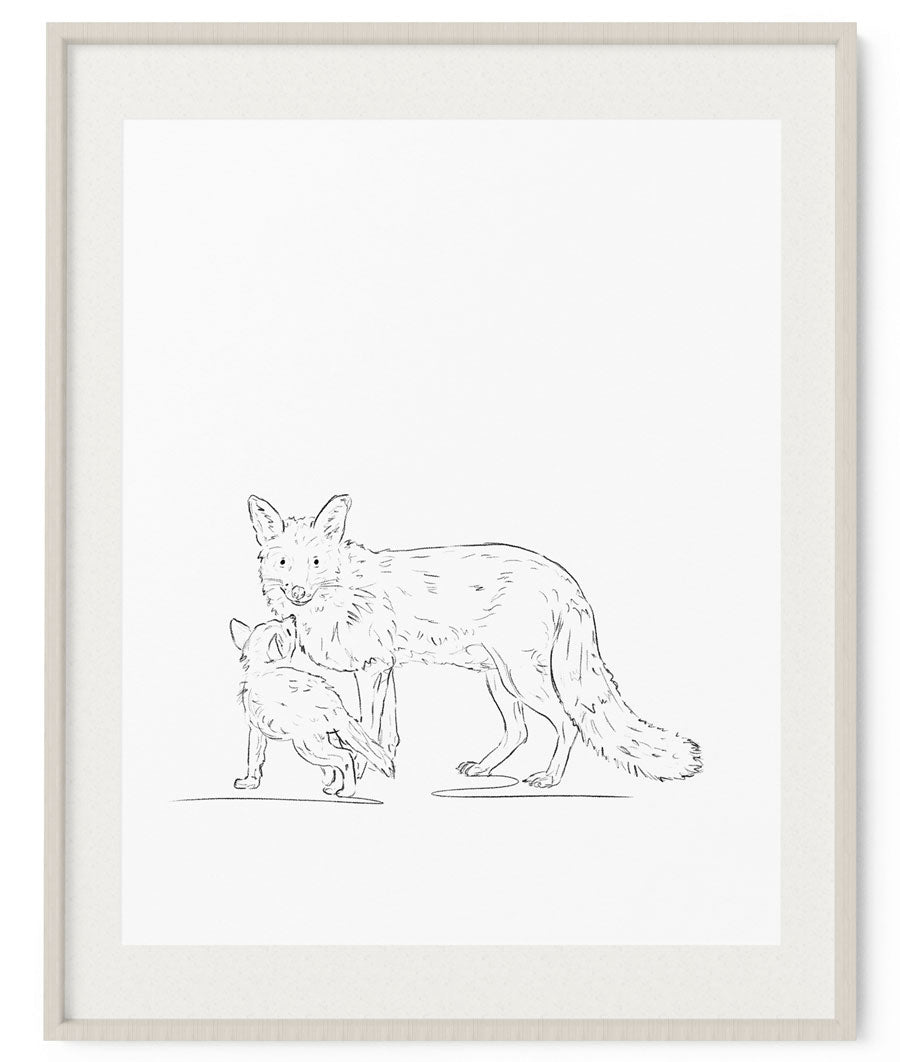 Mother Fox Sketch Art Print - Artsy Bath