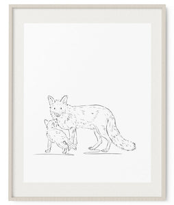 Mother Fox Sketch Art Print - Artsy Bath