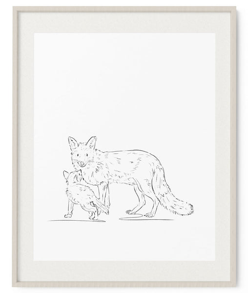 Mother Fox Sketch Art Print - Artsy Bath