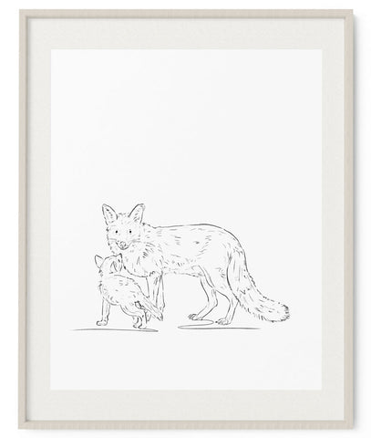 Mother Fox Sketch Art Print - Artsy Bath