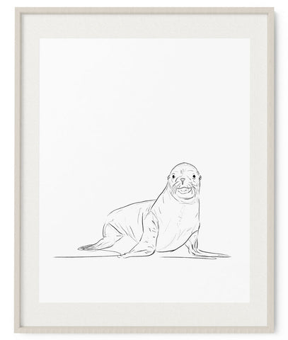 Seal Sketch Art Print - Artsy Bath