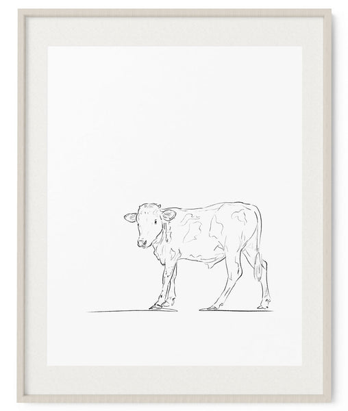 Baby Cow Sketch Art Print - Artsy Bath