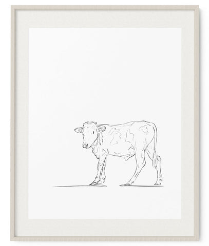 Baby Cow Sketch Art Print - Artsy Bath