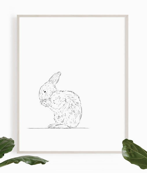 Bunny Sketch Art Print - Artsy Bath