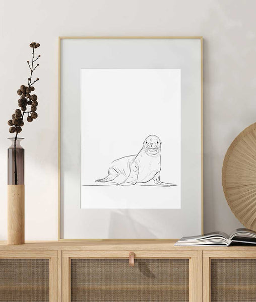 Seal Sketch Art Print - Artsy Bath