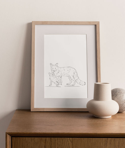 Mother Fox Sketch Art Print - Artsy Bath