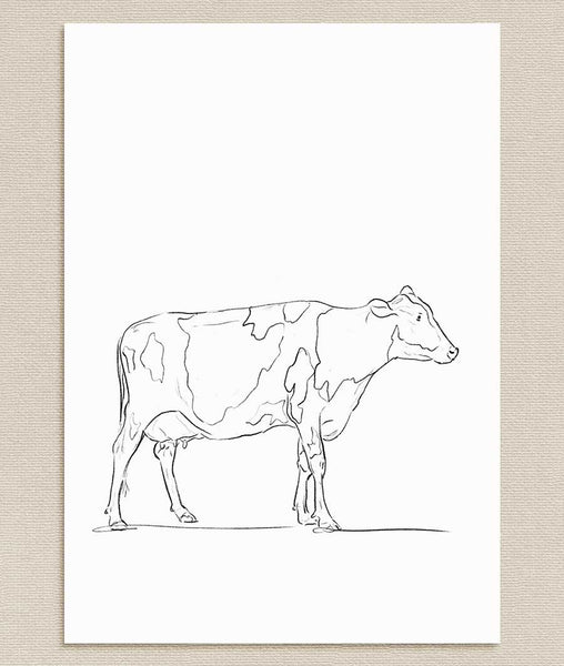 Cow Sketch Art Print - Artsy Bath