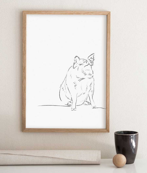 Pig Sketch Art Print - Artsy Bath