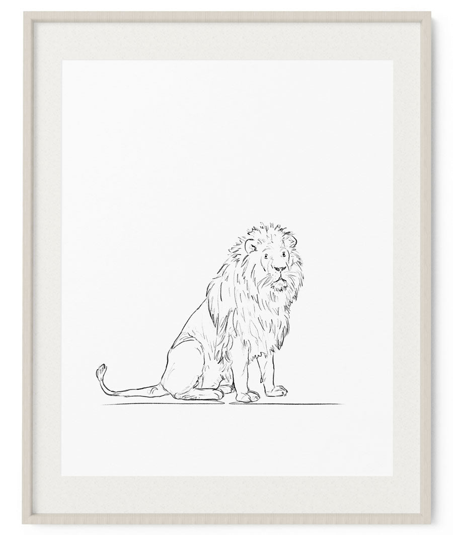 Lion Sketch Art Print - Artsy Bath