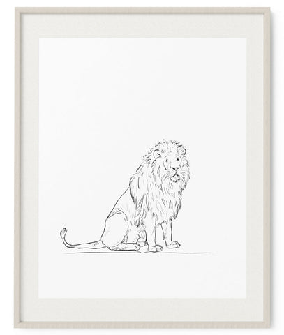 Lion Sketch Art Print - Artsy Bath