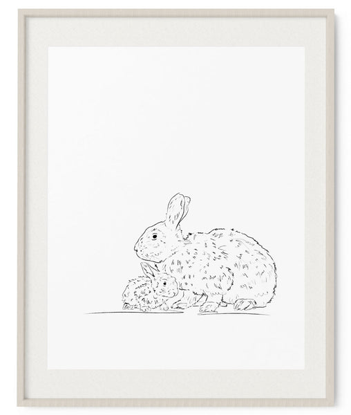 Mother Rabbit Sketch Art Print - Artsy Bath