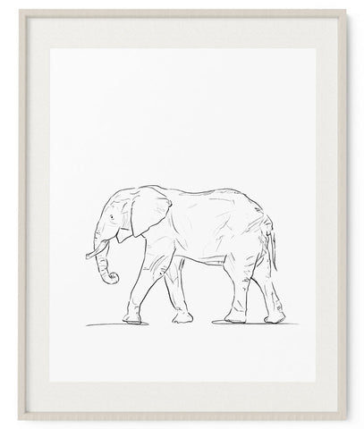 Elephant Sketch Art Print - Artsy Bath