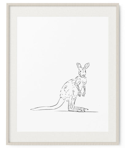 Kangaroo Sketch Art Print - Artsy Bath