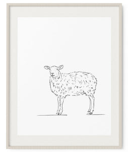 Happy Sheep Sketch Art Print - Artsy Bath