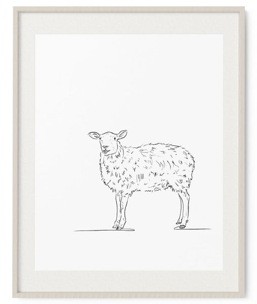 Happy Sheep Sketch Art Print - Artsy Bath