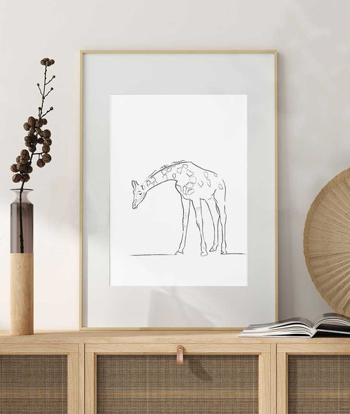 Giraffe Sketch Art Print - Artsy Bath