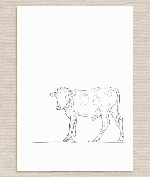 Baby Cow Sketch Art Print - Artsy Bath