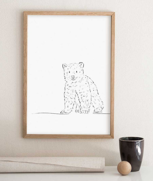 Polar Bear Cub Sketch Art Print - Artsy Bath