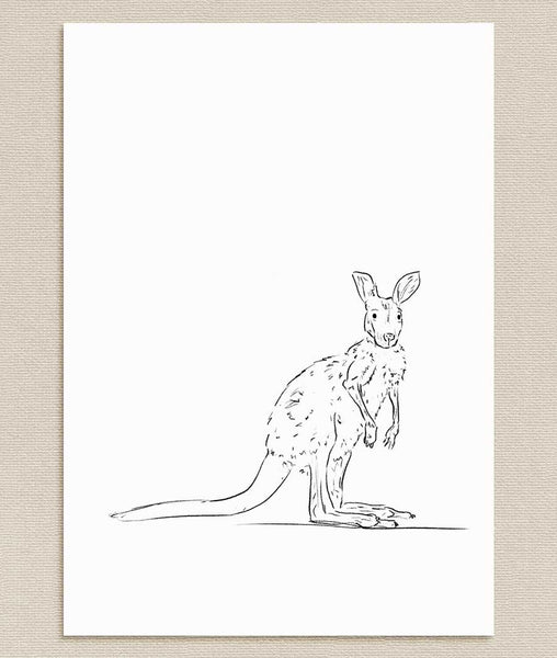 Kangaroo Sketch Art Print - Artsy Bath