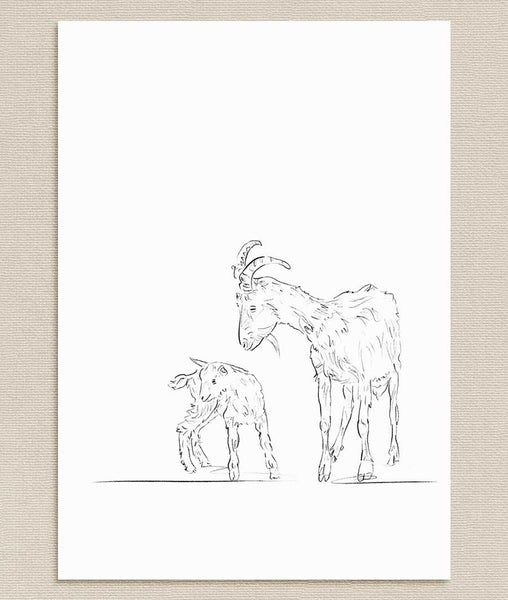 Mother Goat Sketch Art Print - Artsy Bath