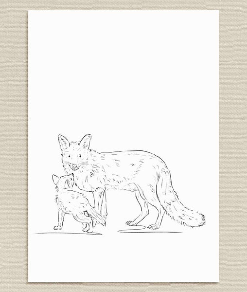 Mother Fox Sketch Art Print - Artsy Bath