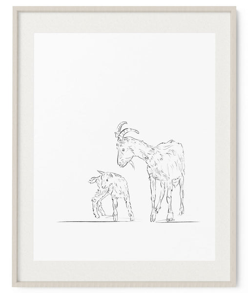 Mother Goat Sketch Art Print - Artsy Bath