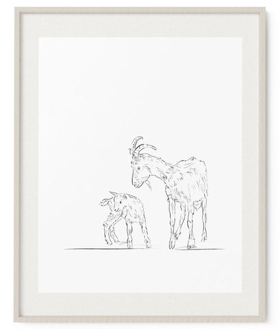 Mother Goat Sketch Art Print - Artsy Bath